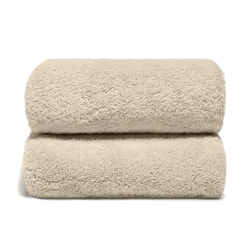 Italic Ultraplush 100% Australian Cotton Towels - Set of 2 Luxury Bath Towels, Quick Dry Plush and Absorbent, Heavy Duty Large Bath Towels, 800GSM Towels for Bathroom & Spa (Sand)