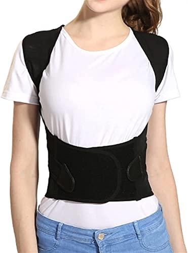 WOLWES Posture Corrector Back Brace Straightener Lumbar Support Belt with Metal Support for Back Neck Shoulder Pain Relief Improve Posture Back Posture (Color : Black, Size : XL.)