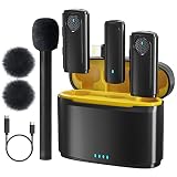 Coonic J12 Wireless Lavalier Microphone for iPhone, Intelligent Noise Reduction,2-in-1 Plug-Play Mic