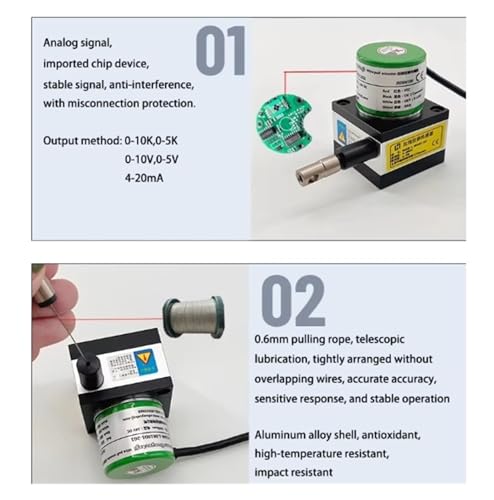 Sensor de desplazamiento IP54 de 0 a 1000 mm que soluciona fallos de medición en PLC 6