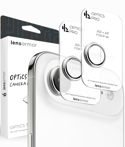 Image of Lensarmor Compatible with iPhone Air Camera Lens Protector Cloud White (2-Pack) - 9H Tempered Glass, Military-Grade Anti-Scratch, Slim & Case-Friendly, Easy Install Frame