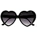 Large Oversized Womens Heart Shaped Sunglasses Cute Love Fashion Eyewear (Black)