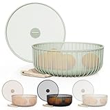 LIBKEN Obstkorb aus Metall mit Deckel und Gittereinsatz &ndash; Halter f&uuml;r Obst und Gem&uuml;se &ndash; Pr&auml;sentkorb f&uuml;r den Tresen &ndash; Aufbewahrungsschale f&uuml;r Gem&uuml;se