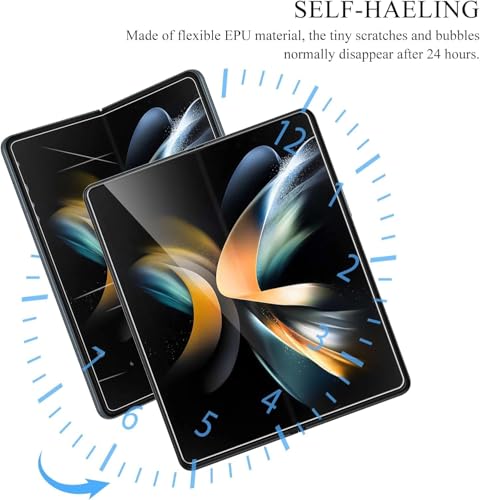 Image of Uyiton Silicone 4-in-1 Screen Protector for Samsung Galaxy Z Fold 4 | HD Clear Screen Guard Set with Front Screen, Back Panel, Inner Display & Hinge Protector | Bubble-Free Easy Installation | Scratch Resistant