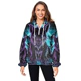 KAAVIYO ROI Violet De Tasmanie Abrigo Esponjoso de Forro Polar para Mujer con Bolsillos - Sudadera Amplia y Cálida Sudadera con Capucha