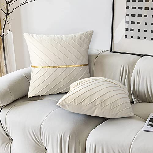 MAIXUN Kissenbezüge 50x50, Samt Beige Zierkissenbezug Dekokissen Sofakissen Weich Couchkissen Kopfkissen Sitzkissen Kissenbezug Deko Kissen für Wohnzimmer Schlafzimmer Büro Auto Sofa 2er Set – Bild 6