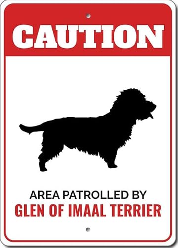Patrolled By Glen of Imaal Terrier Caution Metal Sign Dog Kennel Pet Breed K9
