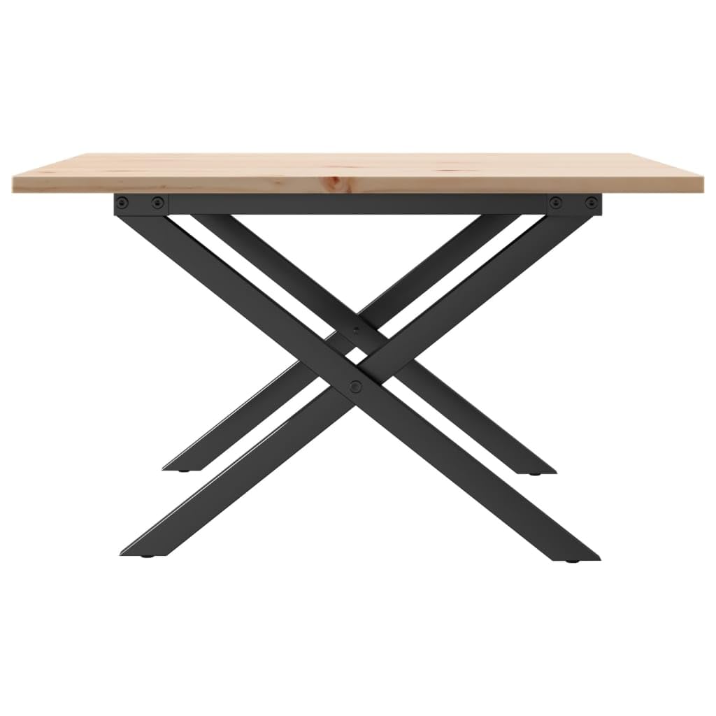 Mesa de centro con estructura en X de 60 x 60 x 40 cm de madera de pino maciza, mesa estable para salón con tablero robusto para bebidas y aperitivos