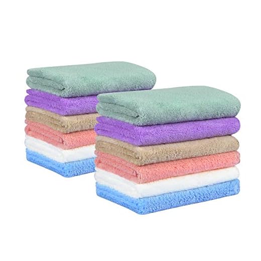 Yoofoss Toallas Pequeñas 30x30cm (Paquete de 12) Toallas de Mano Muy Suaves y Absorbentes| Suaves en Pieles Sensibles para Bebés, Niños | Juegos de Toallas de/Cara/Mano/Baño, Paños de Limpieza/Cocina