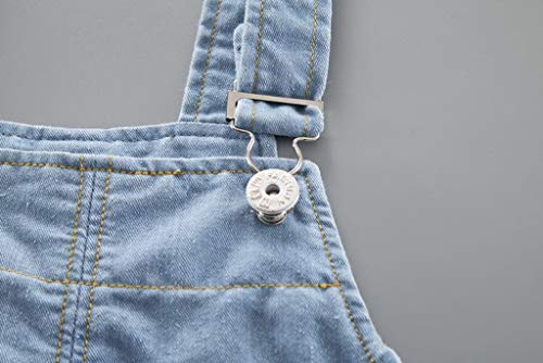 Calça infantil jeans sólida para bebês meninas jeans menino suspensório roupas para crianças (azul,