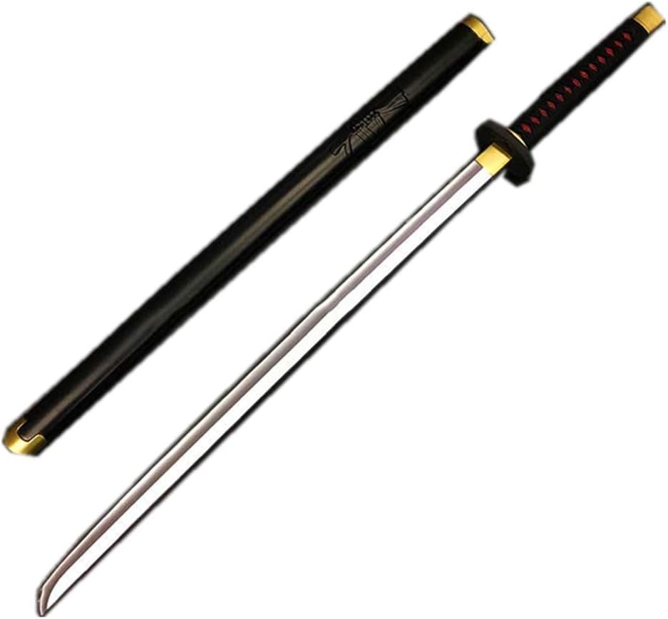 damdos Halloween Prop 40" Katanoa Sword, Cosplay Weapon Sword Rorono PU Rubber Samurai Swords Birthdays Gifts (Black)