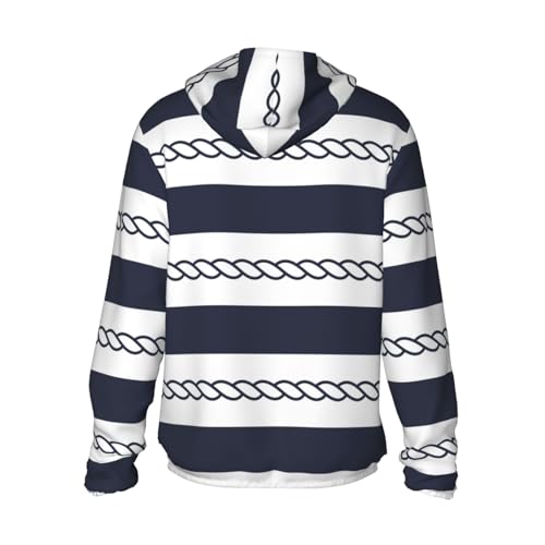 Peynir Navy Nautical Stripes And Ropes Men'S Women'S Sun Protection Zip Hoodie Upf 50+ Sun-Proof Hooded Jacket2