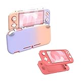 MoKo Accessories Kit Compatible with Nintendo Switch Lite with 2 Cases (Pink+Purple & Coral Pink), 2 Tempered Glass Screen Protectors and 4 Thumb Grip Caps