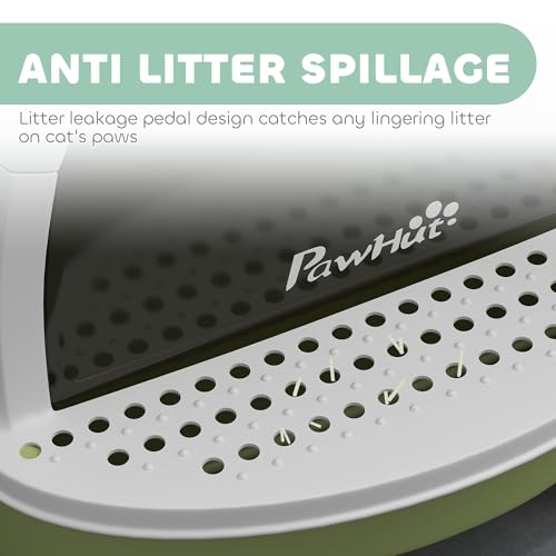 Caja de arena cubierta para gato PawHut color verde miniatura 5