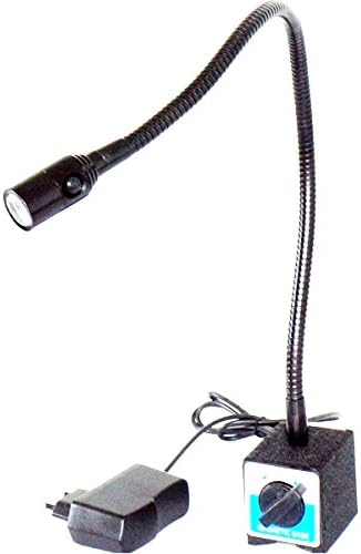 LED Work Light 1 WATT LED Spot Light 30D Beam Angle, 20" Gooseneck arm, 110-220V 500mm LED Lamp Magnetic Base CNC Lathe Industrial Machine Tool Light Flexible Lamp (Magnetic Base)