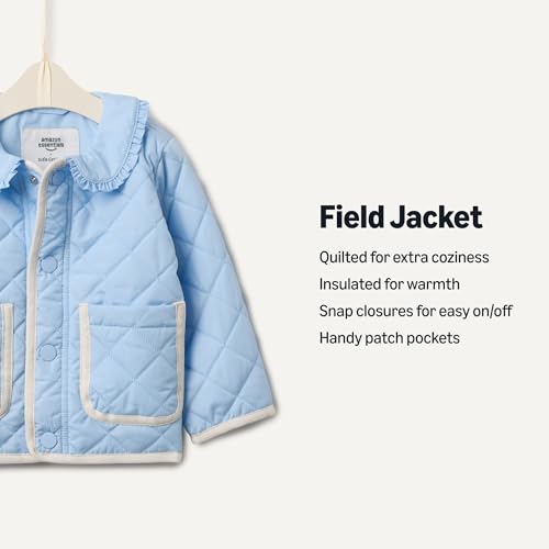 Image of Amazon Essentials x Sofia Grainge Toddler and Baby Girls' Midweight Quilted Field Jacket with Ruffle