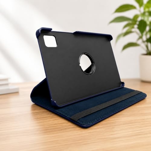 Image of Flip Cover for Realme Pad Mini (8.7 inch) | 360 Rotating Back Cover | Leather Finish | Pencil Holder not Included | Multi-Angle Stand Cover for Realme Pad Mini (8.7 inch) - Blue