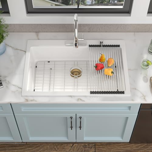 Évier de cuisine granit composite blanc pour simplifier vos repas de famille