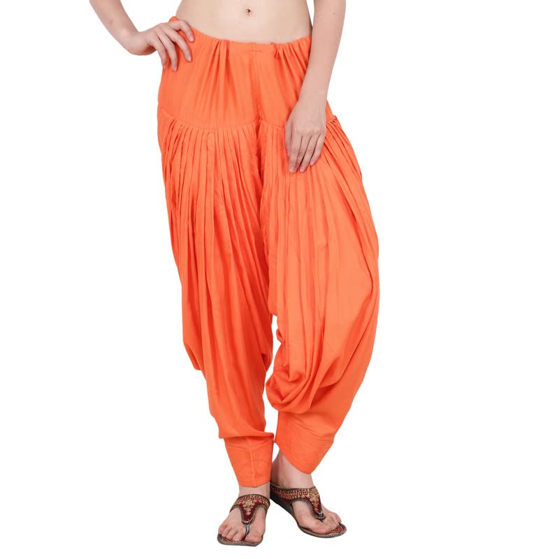 Image of APELLA Women's Cotton Orange Patiala Salwars, Women's Traditional Loose fit Patiala Pant.