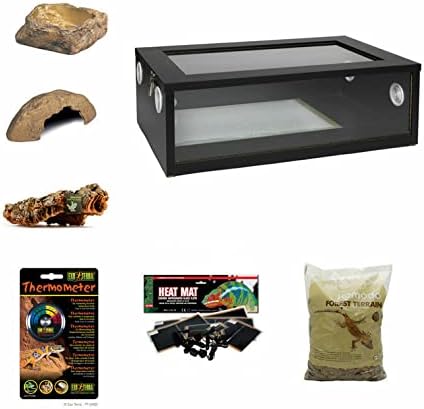 The Pet Express Medium Royal Python/Ball Python Starter Kit Monkfield Vivarium Black (24 Inch)