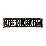 Career Counselor Retro Straßenschild, Karriereberater, Geschenk, Wandkunst, dekoratives Schild, Karriereberater, individuelles Metallschild für Bauernhaus-Wanddekoration, 8 x 45 cm