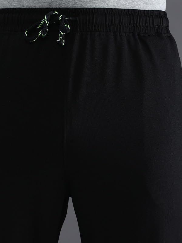 Image of CROCODILE Men Solid Regular Fit Track Pant | Mid Rise | Drawstring Waist | Regular Length | Casual Sports Lounge Bottomwear Jet Black