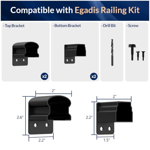 Image of Egadis 4 Pack Aluminum Fixed Railing Bracket Connector with Drill Bit