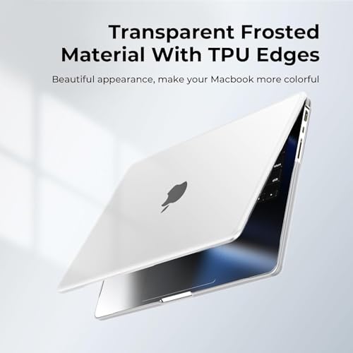 Image of Meyaar Anti-Cracking Hard Shell Case Compatible with MacBook Air 13.6 inch M4 A3240 M3 A3113 M2 A2681 with Touch ID,2025 Release,M2 M3 M4 Air 13 Anti-Fingerprint Soft TPU Bumper(Frosted White)