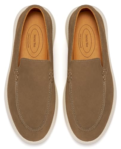 Image of Journey West Men's Comfort Casual Slip-on Suede Leather Loafers Shoes for Men