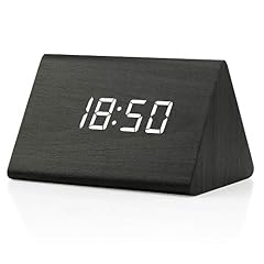 OCT 17 Wooden Wood Clock, New Version LED Alarm Digital Desk Clock Adjustable Brightness, Alarm