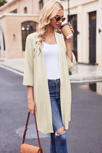 Image of Ekouaer Robes for Women Waffle Knit Bathrobe Soft Lightweight Knee Length Loungewear S-XXL