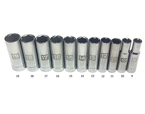 Craftsman Laser Etched Easy Read 3/8” Drive 11 Piece 6 Point Metric MM Deep Well Socket Set