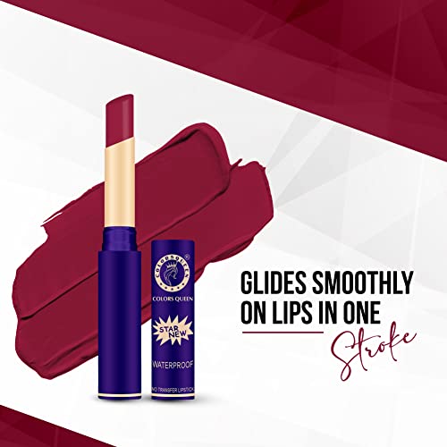 Image of Colors Queen Queen Lips Matte Lipstick | Long Lasting Lipstick Waterproof Highly Pigmented with Smooth Application | Smudge Proof Lipstick for Women (16 - Bridal Maroon)