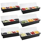 POWLAB Fruit, Veggie & Condiment Caddy with Lid Dispenser Tray Garnish Station for Bartending & Serving Taco