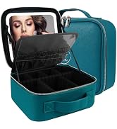 MOMIRA Travel Makeup Bag Cosmetic Bag Makeup Organizer Bag with Large Lighted Mirror 3 Color Scen...