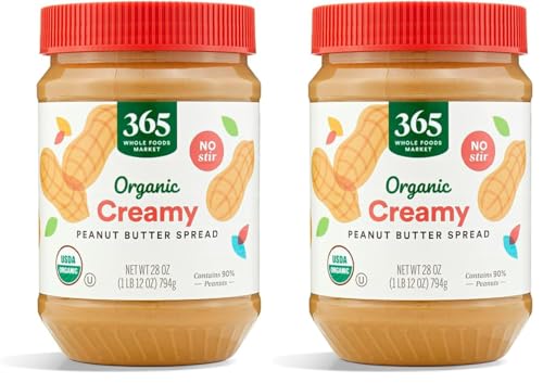 Image of 365 by Whole Foods Market Organic Creamy Peanut Butter | 28 Ounce | Pack of 2