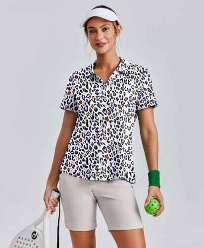 Image of PINSPARK Womens Golf Shirt Short Sleeve Polos UPF 50+ Collared Tennis Tops