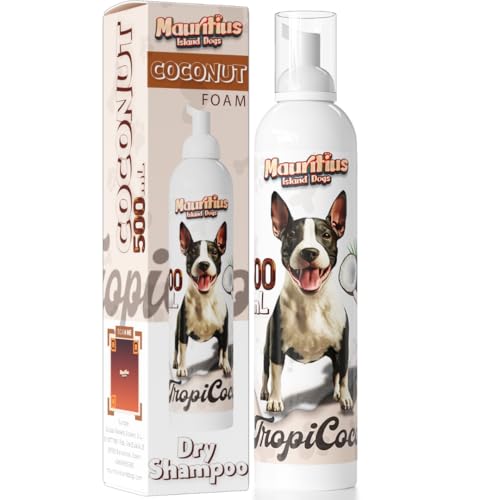 Champú 500ML Espuma de Coco Lavado Seco Sin Enjuague para Perros y Gatos | Secado Rápido e Ingredientes Naturales | Hipoalergénico Piel Sensible Antiparasitario Dermatitis Hidratante y Desodorante