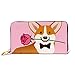 Produktbild JHGFG Mode Handtasche Reißverschluss Brieftasche Corgi Hund Rose Blume Mund Valentinstag Telefon Clutch Geldbörse Abendkupplung Blocking Leder Brieftasche Multi Card Organizer