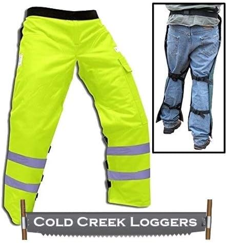 Cold Creek Loggers Chainsaw Apron Safety Chaps with Pocket (35", Safety Green)