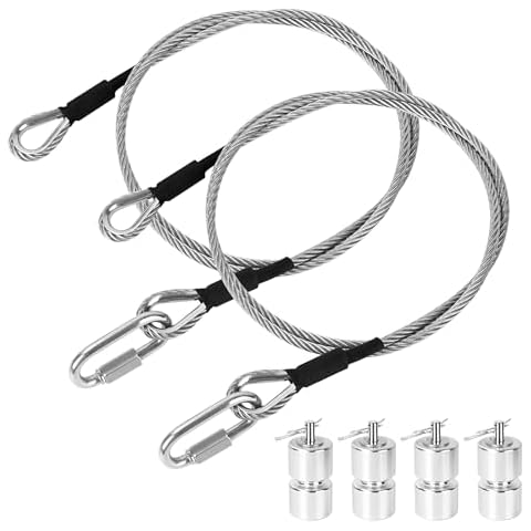 2Pcs Lift Cable with 4Pcs Aluminum Alloy Rollers Pins Washers Replacement for Gorilla Trailer Tailgate Lifters with EZ Spring Clips Cover