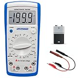 PeakTech Capacimètre numérique 20MF / Résistivimètre 2000 Mohm/Test de continuité/DIODEN Test/Transistor Test Hfe, 1 pièce, P 3705, bleu et blanc