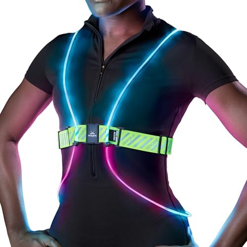 noxgear Tracer2 Multicolor Light Up and Reflective Running Vest | Rechargeable, Ultra-bright Running Lights for Runners