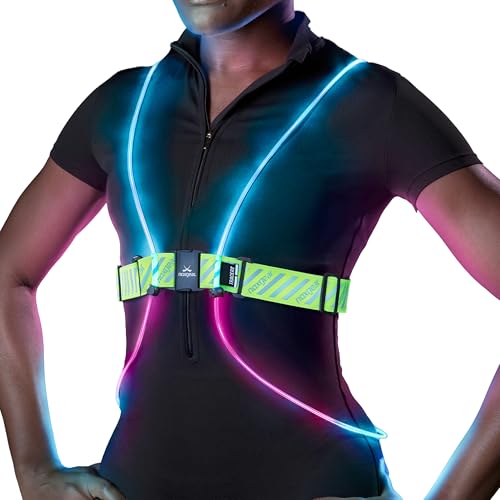 noxgear Tracer2 Multicolor Light Up and Reflective Running Vest | Adjustable Fit, Rechargeable, Waterproof | Running Lights for Runners, Cyclist and Walkers | High Visibility Vest (Size: Med-Large)