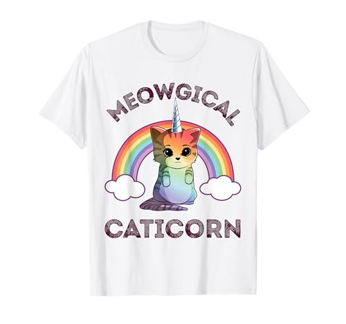 Meowgical Caticorn T Shirt Cat Unicorn Girls Women Kittycorn T-Shirt