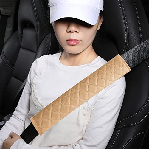 Extra Long Seatbelt Covers For Adults Kids Women & Men, Super Soft Car Seat Belt Strap Cushion For Sedan Suv Trucks, Shoulder Neck Chest Protector Pad, Auto Interior Accessories, 2Pcs, Beige, 10.5In #TOP11