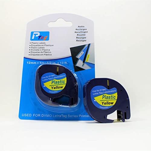 Fita Adesiva Plástica Compatível com 91332/91202 amarela 12mm para Rotulador Dymo Letratag LT-100H L