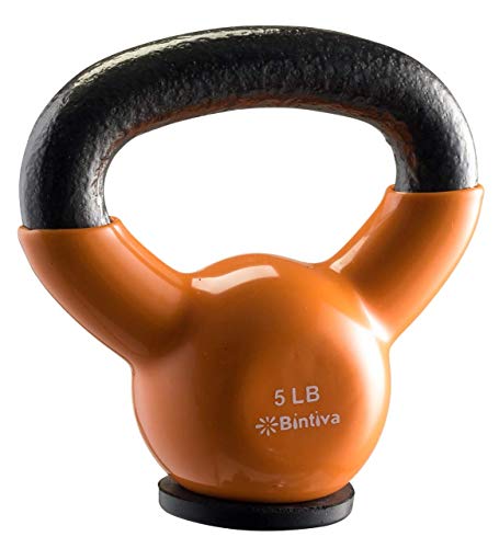 Bintiva Kettlebells - Professional Grade, Vinyl Coated, Solid Cast Iron Weights With A Special Protective Bottom,5 Lbs,5499 #TOP1