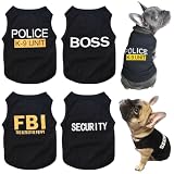 Dog Shirts 4 Pack Cat Apparel Costumes for Cosplay，Breathable Pet T-Shirts，Summer Clothes K9 Security Boss FBI Vest for Dogs Puppy Boy Girl (Medium)