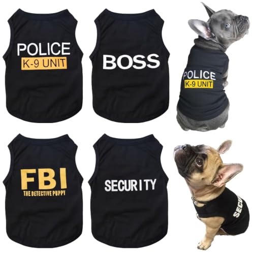 Dog Shirts 4 Pack Cat Apparel Costumes for CosplayBreathable Pet T-ShirtsSummer Clothes K9 Security Boss FBI Vest for Dogs Puppy Boy Girl (Medium)